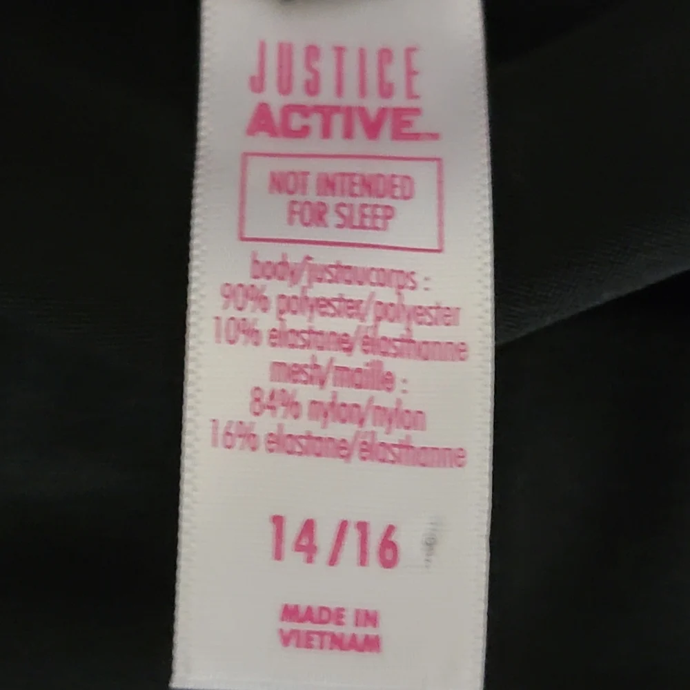 Justice girls black purple cheer graphic athletic leggings size 14/16